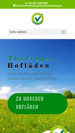 Vorschau der mobilen Webseite thueringer-direktvermarkter.de, Vereinigung der landwirtschaftlichen Direktvermarkter Thüringens e. V.