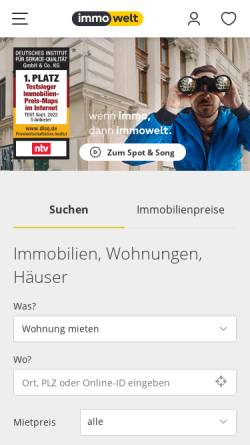 Vorschau der mobilen Webseite ta.immowelt.de, Immobilien-Onlineservice der Zeitungsgruppe Thüringen