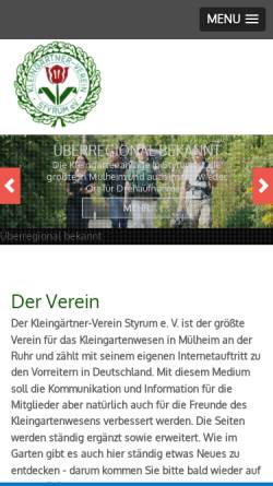 Vorschau der mobilen Webseite kleingarten-styrum.de, Kleingärtner-Verein Styrum e. V.