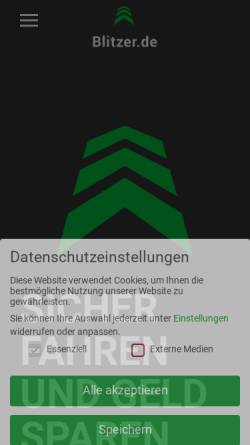 Vorschau der mobilen Webseite www.blitzer.de, Blitzer.de