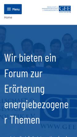 Vorschau der mobilen Webseite www.gee.de, Gesellschaft für Energiewissenschaft und Energiepolitik e.V.