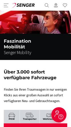 Vorschau der mobilen Webseite www.auto-senger.de, Senger Management GmbH