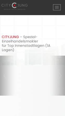 Vorschau der mobilen Webseite www.cityjung.de, Cityjung Immobilien