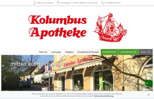 Vorschau von www.kolumbus-apotheke.de, Kolumbus Apotheke