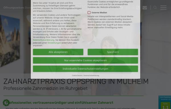 Vorschau von www.zahnarztpraxis-oppspring.de, Zahnarztpraxis Dres. Weber, Hildebrand, Althoff & Partner
