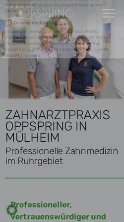 Vorschau der mobilen Webseite www.zahnarztpraxis-oppspring.de, Zahnarztpraxis Dres. Weber, Hildebrand, Althoff & Partner