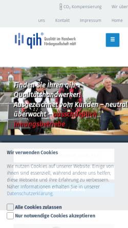 Vorschau der mobilen Webseite www.qih.de, Qualität im Handwerk - Fördergesellschaft mbH