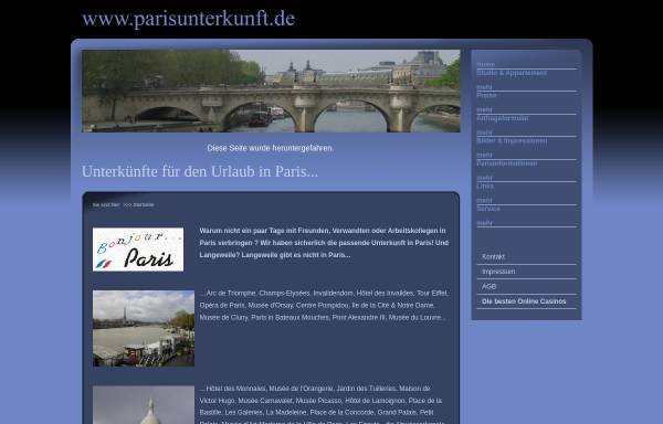 Vorschau von www.parisunterkunft.de, Parisunterkunft.de, Rencontres Reisen