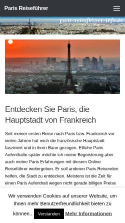 Vorschau der mobilen Webseite www.paris-reisefuehrer-info.de, Paris Online Reiseführer