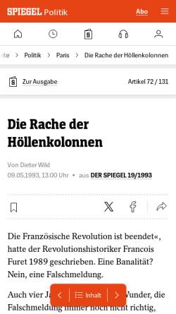 Vorschau der mobilen Webseite www.spiegel.de, Die Rache der Höllenkolonnen - Der Spiegel 19/1993