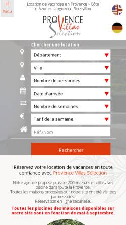 Vorschau der mobilen Webseite www.provencevillaselection.com, Provence Villas Selection Sarl