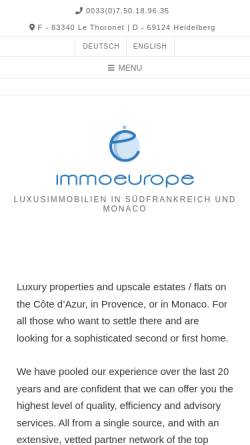 Vorschau der mobilen Webseite www.immo-europe.com, IMMO-Europe GmbH
