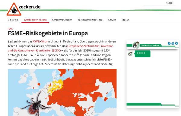 Vorschau von www.zecken.de, FSME in Europa