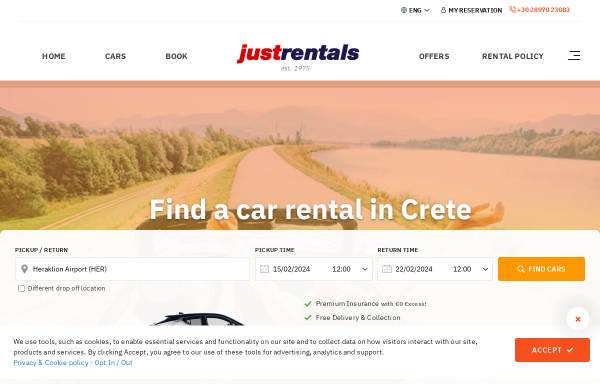 Vorschau von www.justrentals.gr, Just Rentals