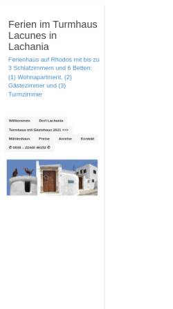 Vorschau der mobilen Webseite www.turmhaus.lachania.de, Ferienhaus Turmhaus Lacunes