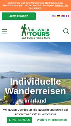 Vorschau der mobilen Webseite www.hillwalktours.de, Hillwalk Tours Ireland