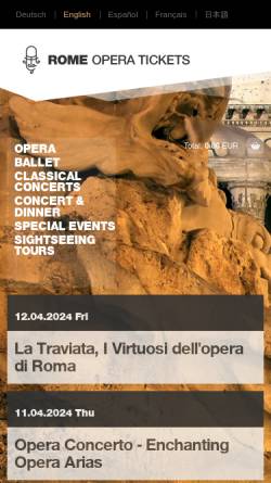 Vorschau der mobilen Webseite romeoperatickets.com, Rome Opera Tickets