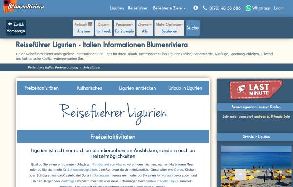 Vorschau von www.blumenriviera.de, Reiseführer Ligurien