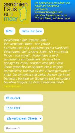 Vorschau der mobilen Webseite sardinien-haus-am-meer.de, Ferienhaus am Meer