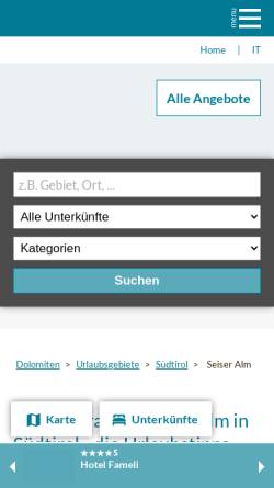 Vorschau der mobilen Webseite www.dolomiten.net, Seiser Alm Schlern