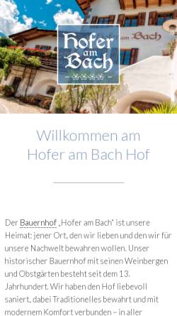 Vorschau der mobilen Webseite www.hoferambach.it, Hofer am Bach