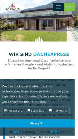 Vorschau der mobilen Webseite www.dachexpress.com, Dachexpress