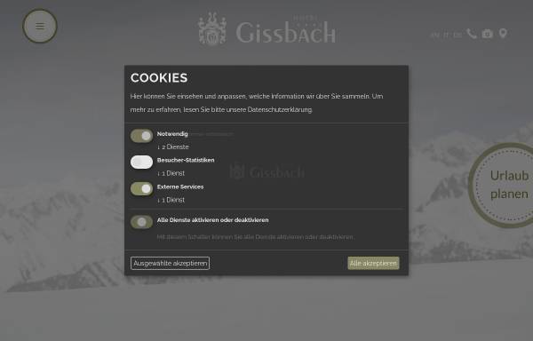 Vorschau von www.gissbach.com, Hotel Gissbach