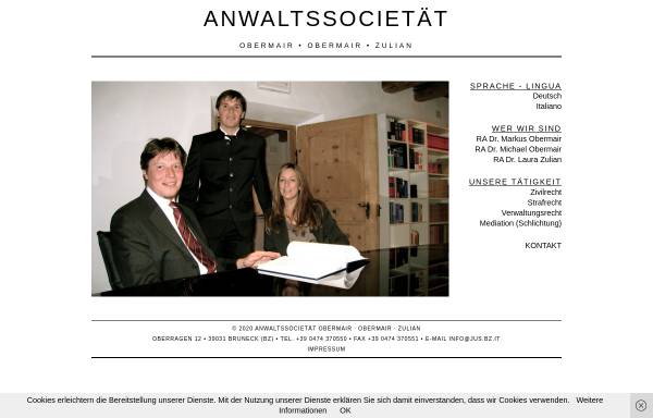 Vorschau von www.jus.bz.it, Anwaltssocietät Obermair Obermair Zulian