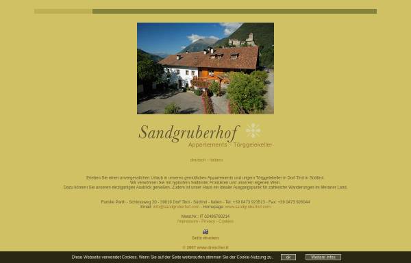 Vorschau von www.sandgruberhof.com, Sandgruberhof und Törggelekeller
