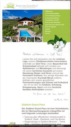 Vorschau der mobilen Webseite www.innermelaunhof.it, Innermelaunhof