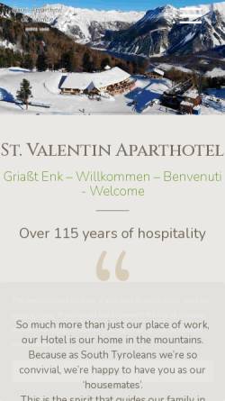 Vorschau der mobilen Webseite www.hotel-st-valentin.com, Hotel St. Valentin und Appartements Thanei