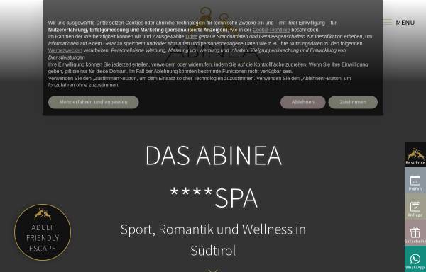 Vorschau von www.abinea.com, Abinea Dolomiti Romantic Hotel