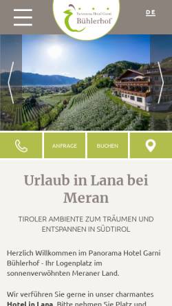 Vorschau der mobilen Webseite www.buehlerhof-lana.it, Hotel Garni Bühlerhof