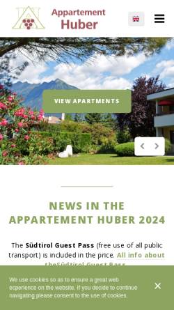 Vorschau der mobilen Webseite www.app-huber.com, Appartements Huber