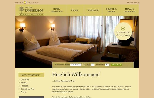 Vorschau von www.hotel-tannerhof.it, Hotel Garni Tannerhof