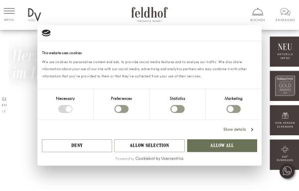 Vorschau von www.feldhof.com, Hotel Feldhof