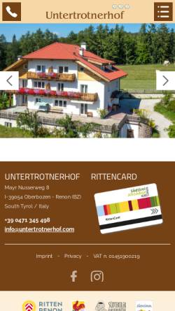 Vorschau der mobilen Webseite www.untertrotnerhof.com, Untertrotnerhof
