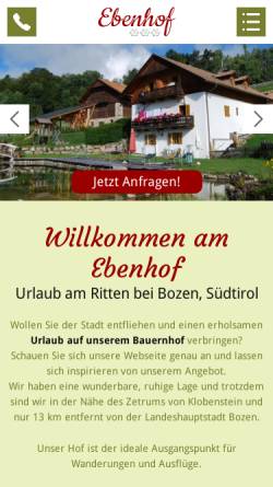 Vorschau der mobilen Webseite www.ebenhof.it, Ebenhof