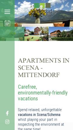 Vorschau der mobilen Webseite www.mittendorf.schenna.com, Garni-Appartements Mittendorf
