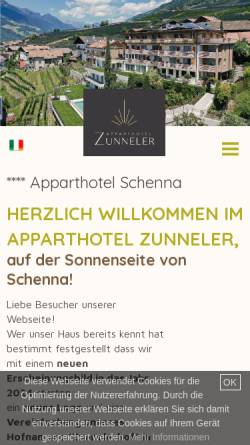 Vorschau der mobilen Webseite www.zunnelerhof.it, Zunnelerhof