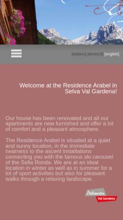 Vorschau der mobilen Webseite www.residence-arabel.com, Residence Arabel