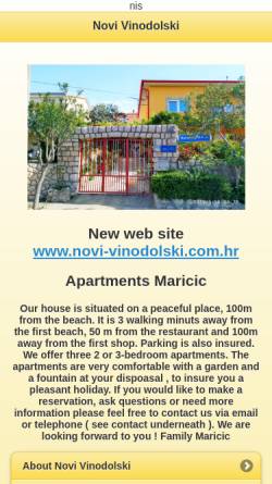 Vorschau der mobilen Webseite www.adriatic-holidays.net, Apartments Maricic Adriatic