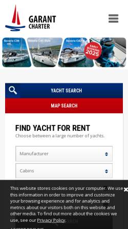 Vorschau der mobilen Webseite www.garant-charter.com, Garant Boatcharter