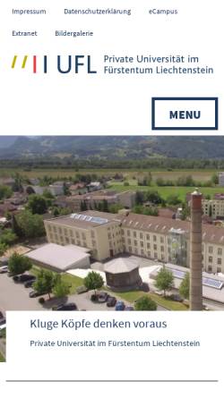 Vorschau der mobilen Webseite www.ufl.li, Private Universität im Fürstentum Liechtenstein