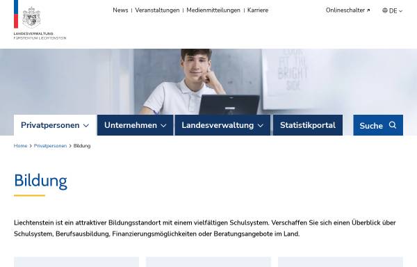 Vorschau von www.llv.li, Studieren im Vierländereck - Landesverwaltung Liechtenstein