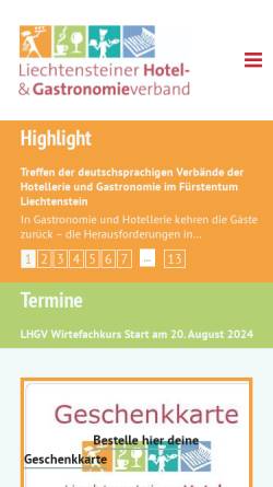 Vorschau der mobilen Webseite www.lhgv.li, Liechtensteiner Hotel- und Gastronomieverband