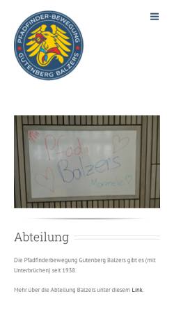 Vorschau der mobilen Webseite www.pfadibalzers.li, Pfadfinderbewegung Gutenberg Balzers