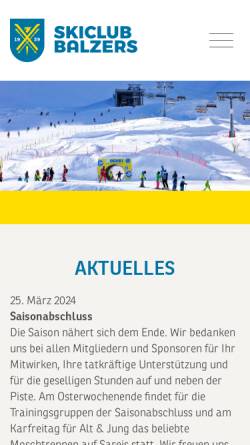 Vorschau der mobilen Webseite www.scbalzers.li, Skiclub Balzers