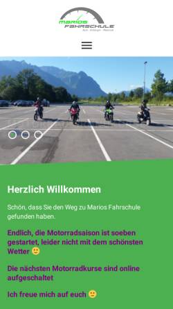 Vorschau der mobilen Webseite www.mariosfahrschule.li, Mario`s Fahrschule - Inh. Mario Vogt