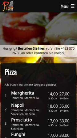 Vorschau der mobilen Webseite www.pisa-pizza.li, Pisa-Pizza - Inh. Levent Alabay
